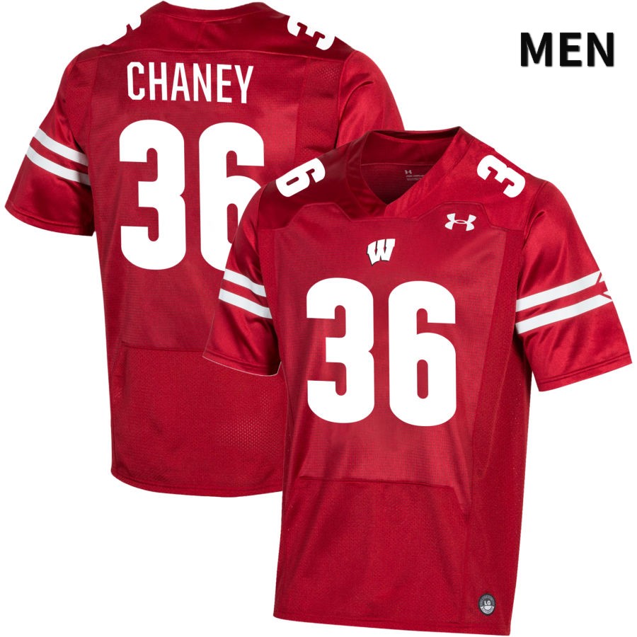 Wisconsin Badgers Men's #36 Jake Chaney NCAA Under Armour Authentic Red NIL 2022 College Stitched Football Jersey WR40P80NT